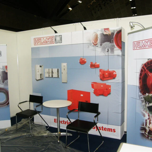 Pop Up SEG fabric display, a portable booth system