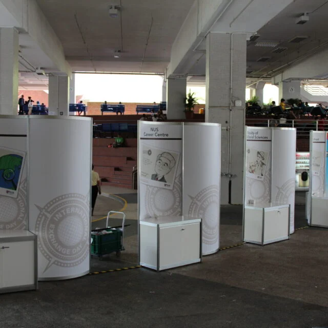 Panel Systems exhibition booth panels, available for rental in Singapore